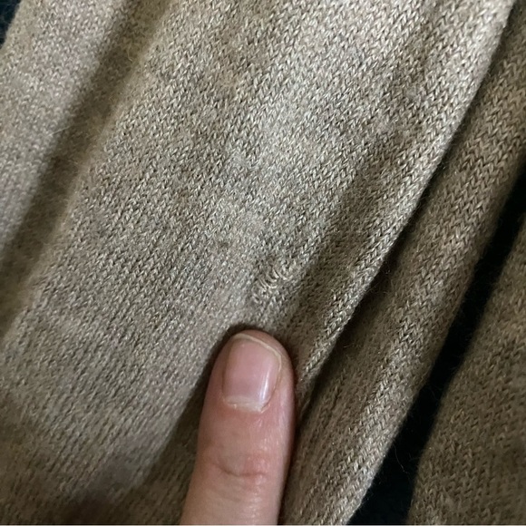 Banana Republic Softest Knit Tan Hoodie w Elbow Patches Merino Extra Fine Wool L - Picture 2 of 9
